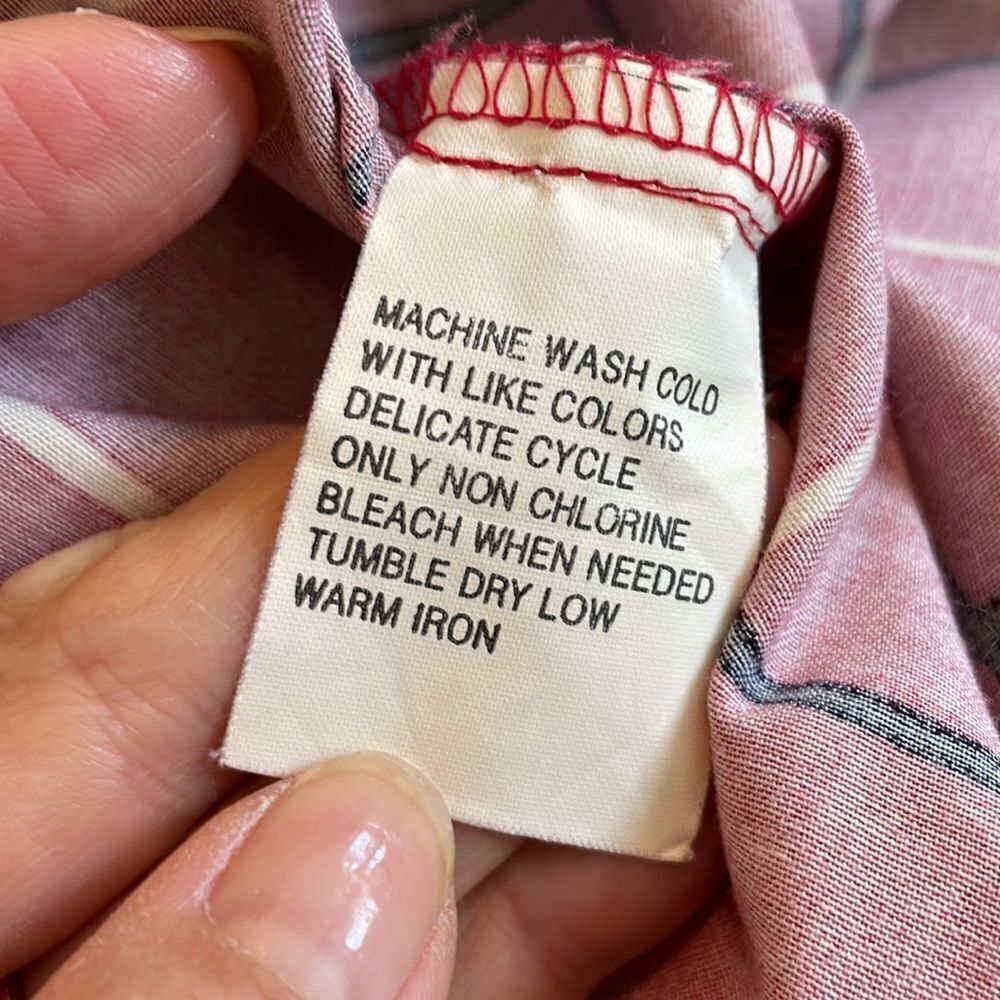 Natural Issue red, black & cream checked long sleeved cotton shirt - Picture 8 of 8